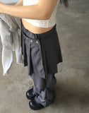 Mne layered pin tuck pleated wrap skirt skirt pants