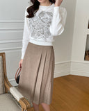 All-Grit Check Unbalanced Pleated Banding Skirt
