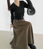 Hepburn A-Line Flare Fit Pin Tuck Banding Long Skirt