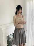Pania Balletcore Shirring Pleated Strap Square Neck Crop Long Sleeve T-shirt
