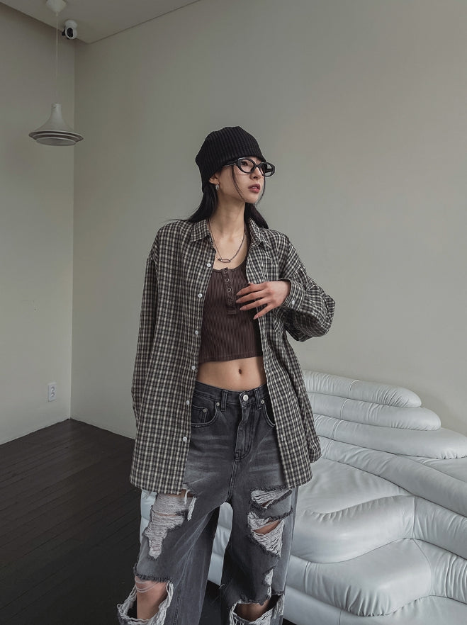 【U LAN】Rashid Overfit Check Shirt U LAN (ユーラン) - ラシードオーバーフィットチェックシャツ