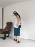 Dinple Oversized Fit Pile Bermuda Cargo Pants