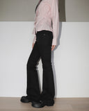 Lajeun Low Rise Slit Cotton Bootcut Pants