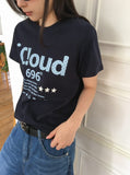 Baru Dot Lettering Semi-Crop Short Sleeve Tee