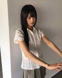 Pedi Stripe Embo Wrinkle Short Sleeve Shirt