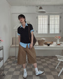 Stool side deep tuck chino pants