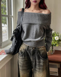 [wool43%] Days Fold Off-Shoulder Knit