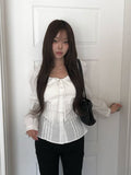 Kersey Ribbon Puff Pintuck Blouse