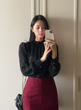 Riaki Frill See-Through Lace Blouse