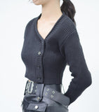 Epin Crop Diagonal Button Knit