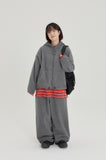 [BAONHAUS] Amoki check color fleece hood zip-up jumper