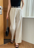 Hidel Linen Basic Pintuck Slacks