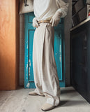 Deep corduroy one-tuck pants