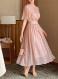 Poen Chiffon Shirring Flare One Piece