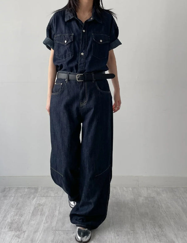 【INCHANT ME】[unisex/summer yarn] Fred pin tuck wide denim INCHANT ME(インチャントミー) - [男女兼用/サマーヤーン