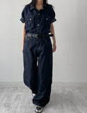 [unisex/summer yarn] Fred denim overfit short sleeve shirt