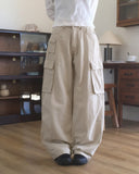Tear pocket cargo wide cotton pants
