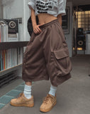 Toffee Wide Cargo Bermuda Pants
