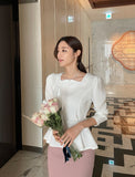 Minoa tweed belt blouse