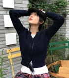 (WOOL) CABLE CROP KNIT CD