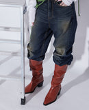 knee high wrinkle boots