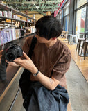 Cable knit short sleeve round ver