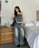 Kishi Set-Up Cut Out Denim Top