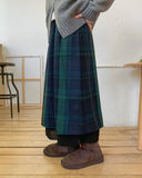 Notats banding check layered wool long skirt