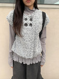 Mebas Double Button Short Sleeve Knit Vest
