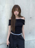 Bow Halter Layered Off-Shoulder Short Sleeve T-Shirt
