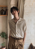 Ster color-block collar short-sleeve knit cardigan