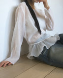 Harsh See-through Frill Strap Layered Blouse