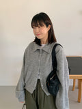 Sieki brushed collar crop cardigan