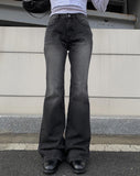 Tabi Black Denim Washing Bootcut Denim Pants