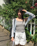 Hooyou Flower Punching Ribbon Lace Sleeveless