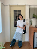 Kdelon Stripe Frill Midi Skirt