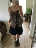 Oni Check Layered Halter Leeveless Blouse Set