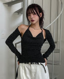 Jatte Dot Drape Halter Sleeveless Bolero Set