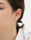 Essence Silver (W) Moissanite Cross One-Touch Earrings