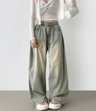 Summer ver cooling pleats side pintuck balloon wide fit pants