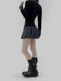 Ruckle Pleated Mini Skirt