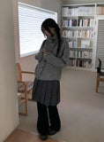 Juke diagonal button high neck knit