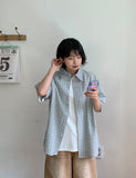 [Unisex] Kecho Seersucker Check Over Short Sleeve Shirt