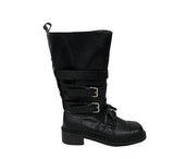 Cross Buckle Studded Mid Boots
