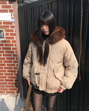 Coron Duffle Balloon Over Fur Hood Zip-up Padding