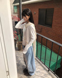 Drok cut balloon fit wide denim pants