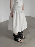 Seersucker smocked midi skirt