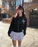 Tay Cross Stud Unbalanced Zip-Up
