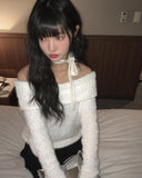 Snowflake Boucle Off-Shoulder Knit