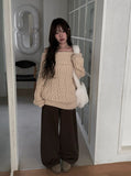 Zid Brushed Snap Cotton Wide Pants